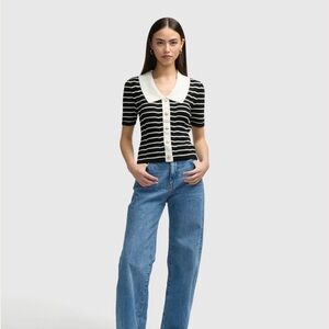 Black and White Striped Women's Sweater